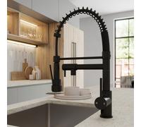 Arciflo Matt Black Pull Out Kitchen Mixer Tap Dual Spout Spray Mono Swivel Single Lever