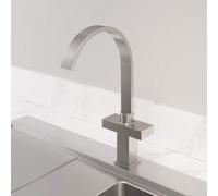 Arciflo Modern Mono Kitchen Mixer Tap Square Swivel Spout Twin Controls Brushed Finish