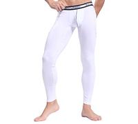 ARCITON Men's Low Rise Leggings Long Johns Thermal Pant Warm Underwear Baselayer Medium(Waist: 30"- 32") 3004ckuWhite