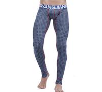 ARCITON Men's Low Rise Leggings Long Johns Thermal Underwear Pant Warm Baselayer Bottom Large(Waist: 33"- 35") 5005CKU Blue Star