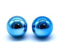 Arcity 2 Pcs Arcade Joystick Ball Top Chrome Handle Rocker Round Head for Arcade Fighting Joystick Controller Game DIY Parts Kit Replacement M6 Blue and Blue Durable New