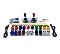 Arcity 2-Player Arcade Buttons and Joystick Kits DIY Controller USB Encoder to PC Video Games 8 Ways Joystick + 18 HAPP Style Push Buttons 1P 2P for Jamma MAME Windows Raspberry Pi 1 2 3 Multicolored