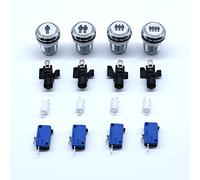Arcity 4 Pcs/Lot 30mm Arcade LED Push Buttons Chrome Illuminated Plating 1P 2P 3P 4P Pattern with Micro Switch for Arcade Machine Games Console MAME Jamma Parts 12V Durable New