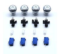 Arcity 4 Pcs/Lot 30mm Arcade LED Push Buttons Chrome Illuminated Plating Triangle Pattern with Micro Switch for Arcade Machine Games Console MAME Jamma Parts 12V Durable New