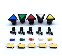 Arcity 5 Pieces Triangle LED Illuminated Push Buttons with Micro Switch for Arcade Machine Games Kits Parts Black Edge Jamma MAME Raspberry Pi 2 3 Controller 39x39x39MM New(Multi-Colored)