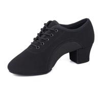 ARCLIBER Latin Dance Shoes for Women Lace-up Split-Sole Professional Practice Sala Modern Ballroom Dance Shoes Women, Split-sole Black, 5 UK