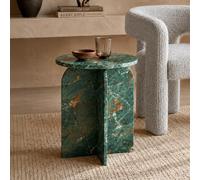 Arco Side Table - Round - Curved Base - Amazon Green - Marble Effect