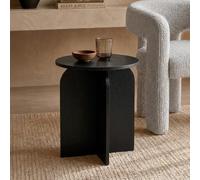Arco Side Table - Round - Curved Base - Black - Woodgrain