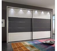 Arco Sliding Wardrobe - 2 Door - White and Havana