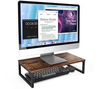 ARCOBIS 20 Inch Monitor Riser, Wood & Metal Computer Monitor Stand Riser for Desk, Rustic Brown