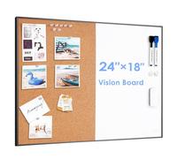ARCOBIS Cork Board White Board Combo, 60 x 45 Bulletin Board-Black Frame, Magnetic Dry Erase Board & Corkboard for Wall, Vision Board for Home, Office, School