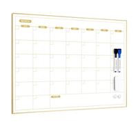 ARCOBIS Monthly Calendar Whiteboard, 60 x 45 cm Magnetic Dry Erase Calendar with Gold Frame, Wall Hanging Planner for Home, Office, School