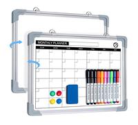 ARCOBIS Monthly Planner Whiteboard Calendar for Wall, 40 x 30cm A3 Wall Planner Mini Magnetic White Board, Hanging Double-Sided to Do List Memo Board for School, Home, Office, Gym