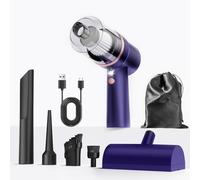 ArCodivei Mini Vacuum Cleaner Cordless with LED Light | 15000 Pa Powerful Car Vacuum Cleaner Rechargeable - Portable 3-in-1 Handheld Vacuums Cordless with Multi-Nozzles for Car, Home, Pet Hair, Blue
