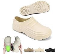 Arcofy Mules Mens New Summer Sandals, Comfort Kitchen Work Shoes, Lightweight & Waterproof Non Slip Chef Clogs (Beige,3X-Small)