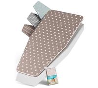 ARCOL Elastic Cover with Spring Clip Replacement Compatible for Foppapedretti Ironing Board, Made in Italy, 100% Cotton Ironing Board Cover (Beige White Hearts)