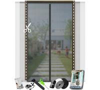 ARCOL Magnetic Door Fly Screen Curtain. Cut-to-Width Door Screens for Keeping Out Flies with Hook and Loop Closure. Heavy Duty Insect Netting (Black, 155x220 cm)