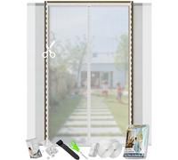 ARCOL Magnetic Fly Screen for Doors Adjustable in Width - Mosquito Net Curtain Door Window with Tear-Off Tapes, Magnetic Mosquito Net for Door Window Can be Shortened (155x210 cm, White)