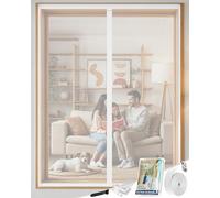 ARCOL Magnetic Fly Screen Window 110x150cm Premium Fibreglass - Stop Flies & Mosquitoes in 3 Min., Ultra-Fine Anti-Insect Net, Automatic Closure with Magnets & Weights, Tear Tape (White)