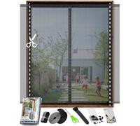 ARCOL Magnetic Mosquito Net Window Adjustable Width - Magnetic Mosquito Net for Windows with Tear-Off Straps, Adjustable Window Mosquito Net (155 x 130 cm, Black)