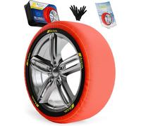 ARCOL Snow Socks for Car Tyres - TWO Anti Slip Textile Snow Chains for Car. M Auto Snow Sock for R13 - R19 (detailed tyre grips inside). EN 16662-1 Certified Winter Car Accessories for Road Safety