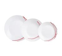 Arcopal Domitille Red Extra Strong Opal Glass Tableware for 6 People, 18 Pieces, BPA Made in France