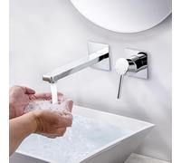 ARCORA Concealed Bathroom tap, Concealed Copper Basin Mixer 2-Hole Concealed Basin Mixer with Removable Aerator tap Black for Bathroom washbasin，Chrome