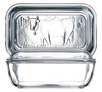 Luminarc Cow Embossed Clear Thick Glass Butter Dish with Lid