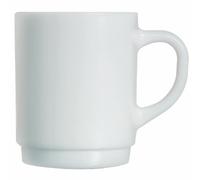 Arcoroc Opal Stackable Mugs of Porcelain Chip Resistant in White 260ml Set of 6