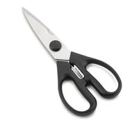 ARCOS Kitchen Scissors 8 Inch Nitrum Stainless Steel and 195 mm blade,154 gr, Ergonomic Polyoxymethylene POM Handle, Series Prochef, Smooth edge and stylish wooden Handle, Color Black