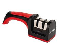 Arcos Sharpeners - Manual Knife Sharpener - Made of ABS + TPE - Carbide and Ceramic Rollers - Black and Red Color
