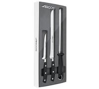 ARCOS Slicing Set 3 pieces Nitrum Stainless Steel and mm blade,753 gr Professional Cooking Knife For Cutting Variety of Foods Ergonomic Polyoxymethylene POM Handle, Series Riviera, Color Black
