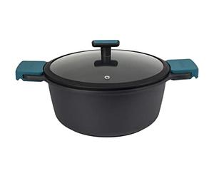 Arcos Thera Series | Non-Stick Casserole | Cast Aluminium | Suitable for Any Kitchen | Silicone Handles | Energy Saving System | Dishwasher Safe | Colour Black and Blue (28 cm / 6.6 L)