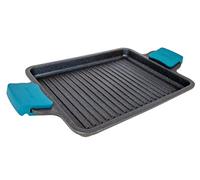 Arcos Thera Series | Non-Stick Grill 34x26cm | Cast Aluminum | Suitable for Any Kitchen | Silicone Handles | Energy Saving System | Dishwasher Safe | Black and Blue