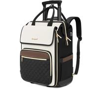 Arcoyard Rolling Backpack for Women, Travel Rolling Laptop Backpack with Wheels, Beige Brown, 17.3 x 13.4 x 7.6 inches, Backpack With Wheels