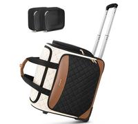 Arcoyard Sewing Machine Case with Wheels, Rolling Sewing Machine Carrying Case with Removable Bottom Pad & 2 Packing Cubes Storage, No Installation Required, Compatible with Singer, Brother, Brown