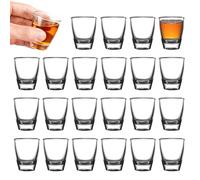 ARCPNRT Pack of 24 shot glasses, 35 ml egg-shaped wine glass, tempered glass cups, direct drinking cup, with thick base, for schnapps, vodka, ouzo, sambuca, tequil