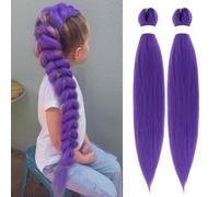 Arcpor Long Purple Braiding Hair Pre Stretched Synthetic Braiding hair Extensions for Braids, Purple Hair Extensions for Stage Party Christmas Halloween Costume Cosplay