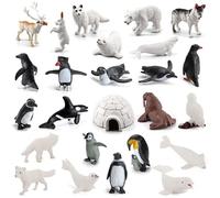 Arctic Animal Toy Figurines Set, Small Polar Animals Figurines | Realistic Penguin Polar Bear Winter Animals for Kids Early Educational Birthday Cupcake Topperr Present