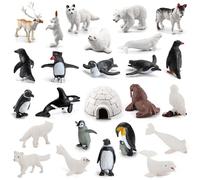 Arctic Animal Toys - 26 Piece Polar Sea Figurine Set | Realistic PVC Wildlife Diorama Models, Durable Educational Animal Play Collection, Mini Arctic Bear Fox Creature Figures For Kids Party