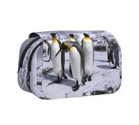 Arctic Animals Penguins Double Layer Flip-Top Pencil Case,Large Capacity 50 Pens Organizer, Durable Polyester Stationery Holder for School, Art Travel (All-Over Print)