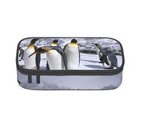 Arctic Animals Penguins Large Pencil Case,Makeup Bag Multilayer Cute Print for Women Men