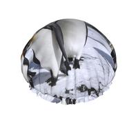 Arctic Animals Penguins Printed Double-Layer Shower Cap, Reusable Shower Cap, Suitable For Various Hair Lengths