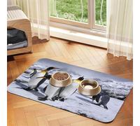 Arctic Animals Penguins Printed Pet Bowl Mats, Non-Slip And Tasteless Dog And Cat Feeding Mats
