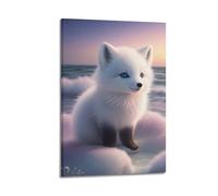 Arctic Animals Poster Cute Arctic Fox Baby Decorative Canvas Wall & Art Poster Painting 16x24inch(40x60cm)