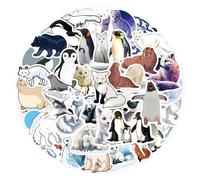Arctic Animals Stickers Pack, 60PCS Colourful Vinyl Waterproof Decals of Polar Bears Penguins Seals and Foxes for Scrapbooking Laptops Bottles Skateboards Suitcases, Cute Stickers for Teens Adults
