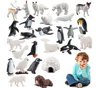 Arctic Animals Toys - Sturdy Polar Animal Figurines, Realistic Arctic Bear Fox Seal Miniatures, Durable Play Set, Educational Wildlife Diorama For Kids Birthday Party, Classroom Learning & Home