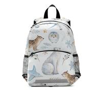 Arctic Animals White Backpack for Toddler Boys Girls, Mini Kids School Backpacks Travel Back Pack 3-6 Years Medium