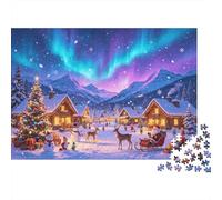 Arctic Aurora Village Puzzle for Adults 1000Pc Recyclable Paper Christmas Jigsaw Puzzles Educational Game Challenge Ideal for Family And Friends Gifts 52x38cm/1000pcs