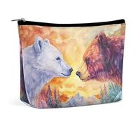 Arctic Bear Brown Bears Trees Cute Makeup Bag for Women Portable Cosmetic Pouch Lightweight Travel Toiletry Bags